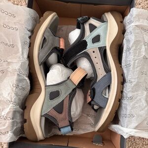 Ecco Gray and Blue Sandals for Everyday Comfort